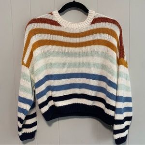 Lulu's Cotton Striped Chunky Cropped Fall Sweater